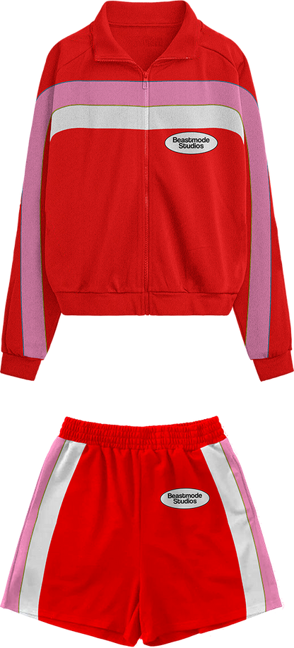 MENS RED TENNIS SHORT SET