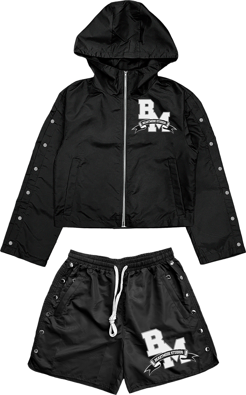 BLACK RETRO SHORT SET