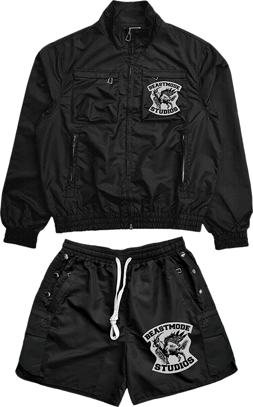 BLACK RETRO SHORT SET